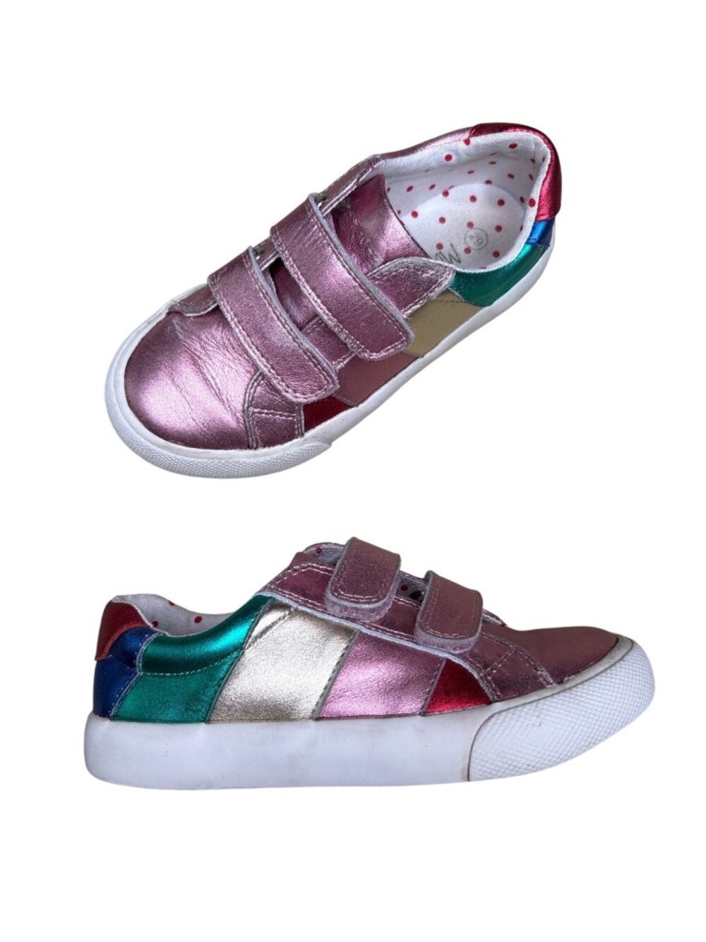 Kids’ 29 EU 11.5 US Mini Boden Metallic Colourblock Low Tops Metallic Pink Rainb